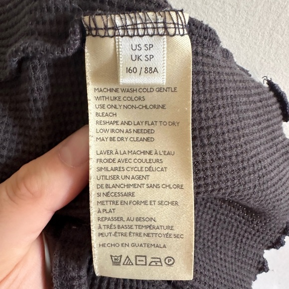 Anthropologie Saturday Sunday Waffle Knit Cropped Gray Tank Top size Small EUC - Picture 6 of 7